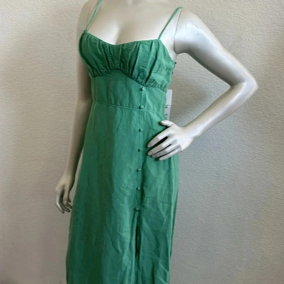 NWT Zara Green Lined Button Midi Dress - Picture 9 of 9